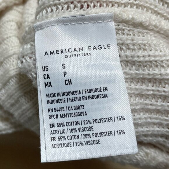 American Eagle Small Sweater White Knit Minimalist Cotton Blend AE Tops Spring S - Picture 8 of 9